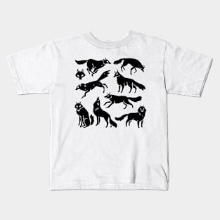 Black Wolves illustration Kids T-Shirt